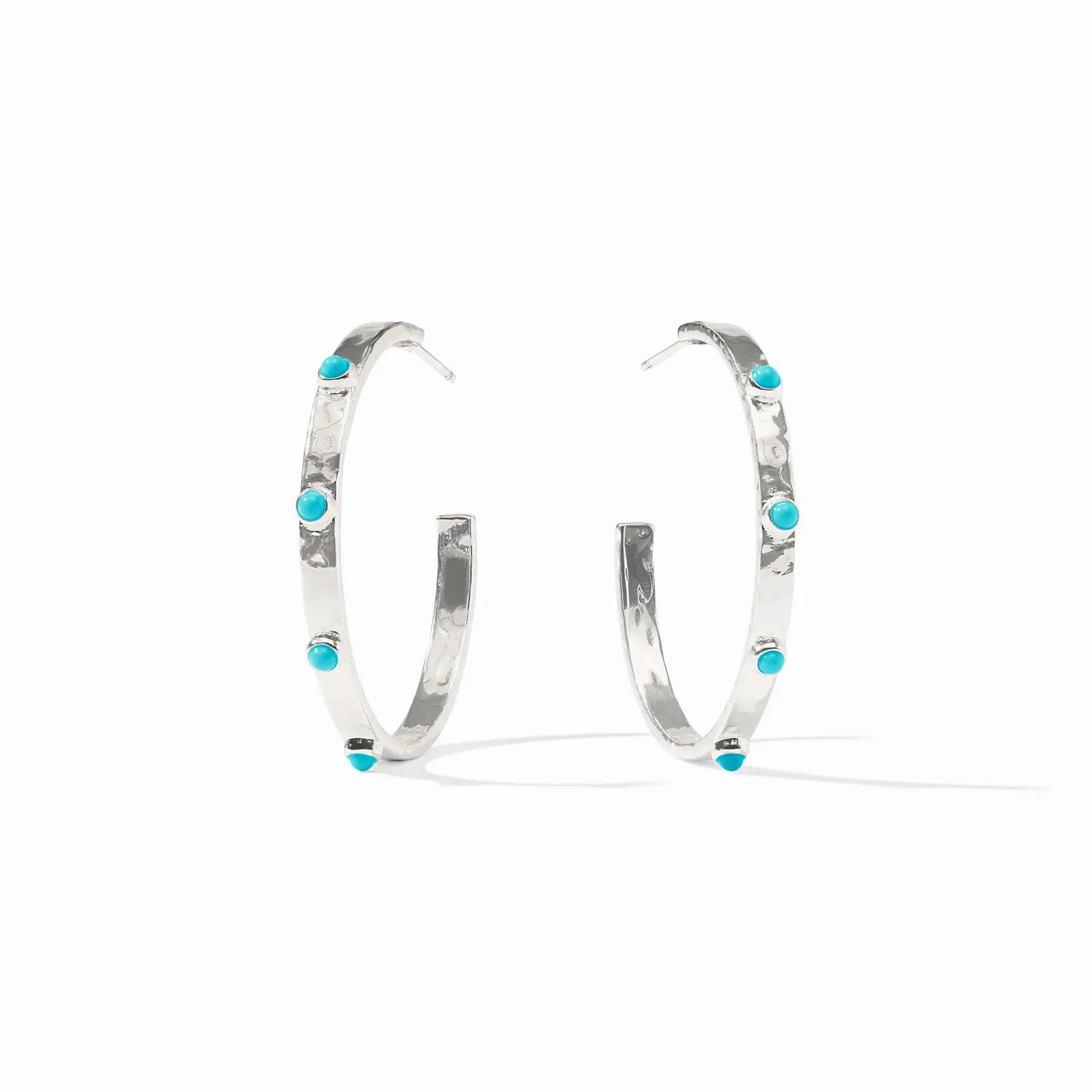 Julie Vos HP036STQ Crescent Stone Hoop-Silver/Turq
