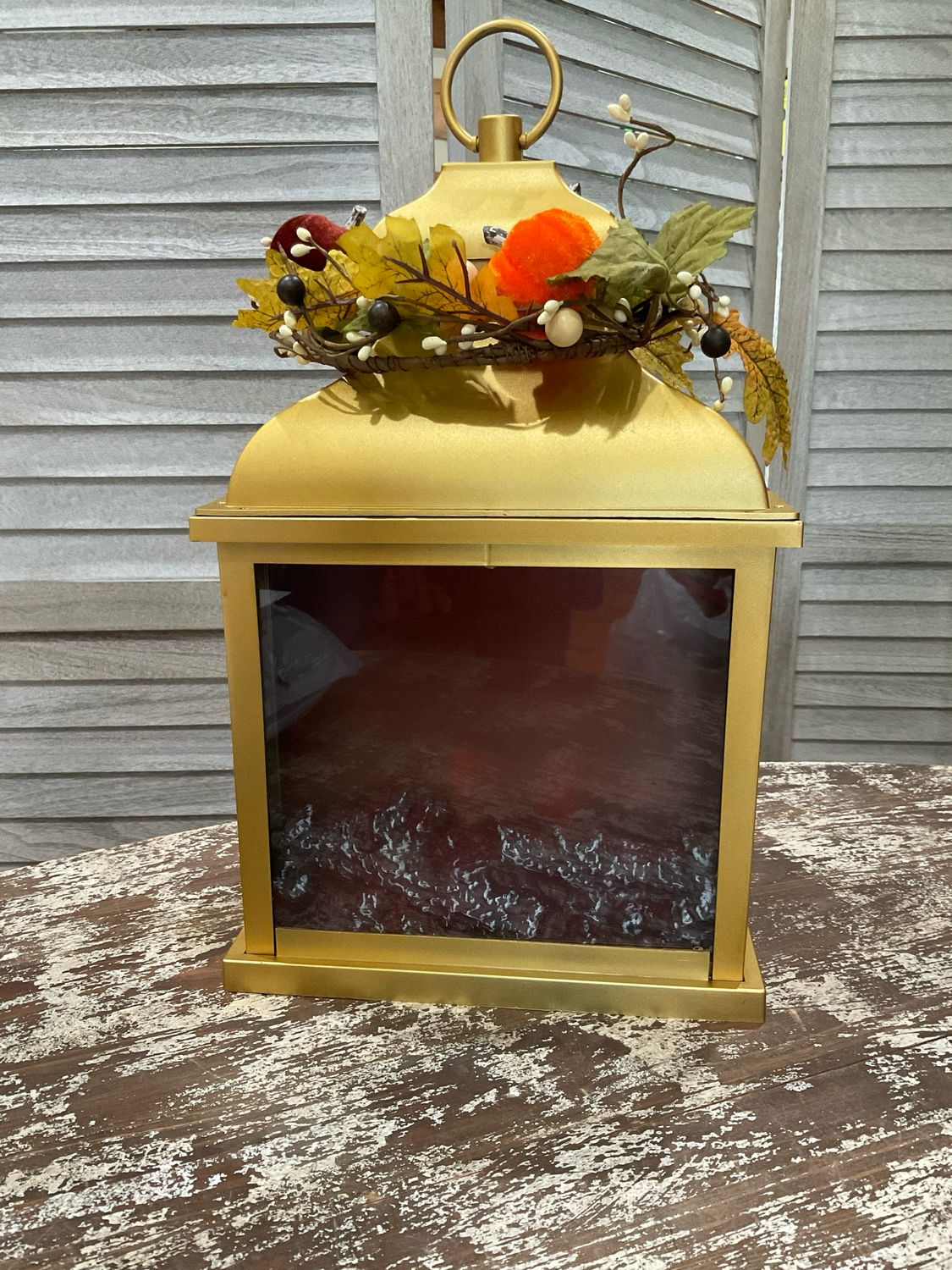 180 Degrees EM2372 FireLight Lantern W/Pumpin Wreath
