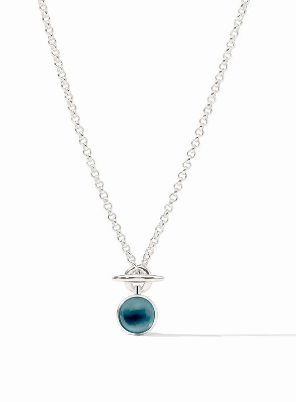 Julie Vos N584SIPE00 Solara Solitaire Necklace Silver&amp;Iridescent Montana Blue