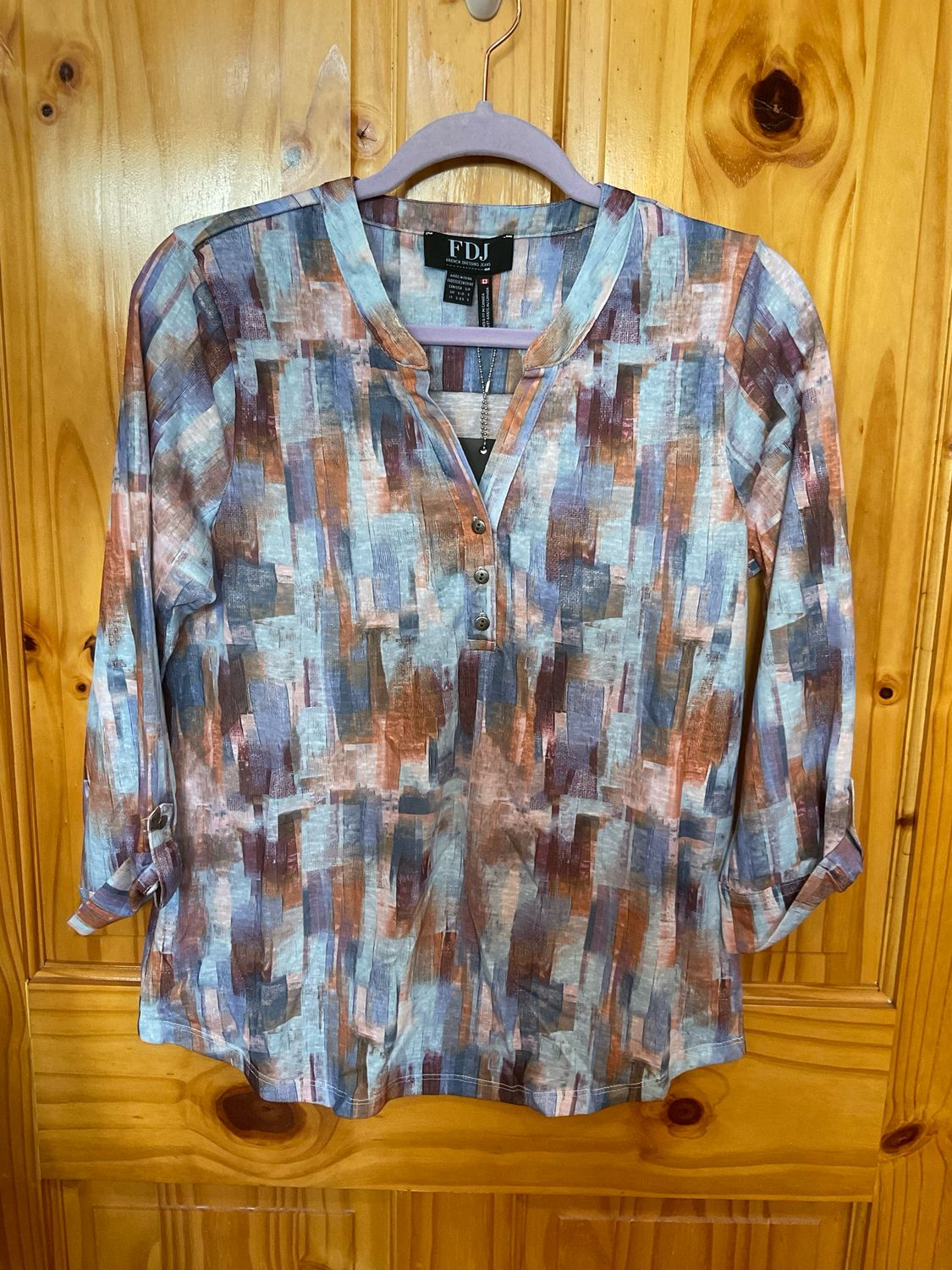 FDJ 3771451 3/4 Sleeve Henley-Rookery print