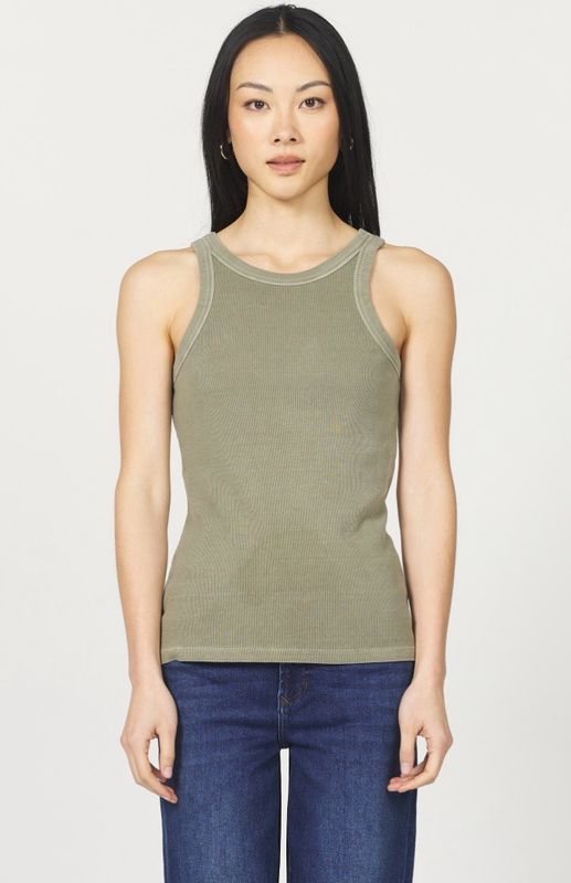 Dear John DKN2054H4VTR Racer Neck Rib Tank-Olive