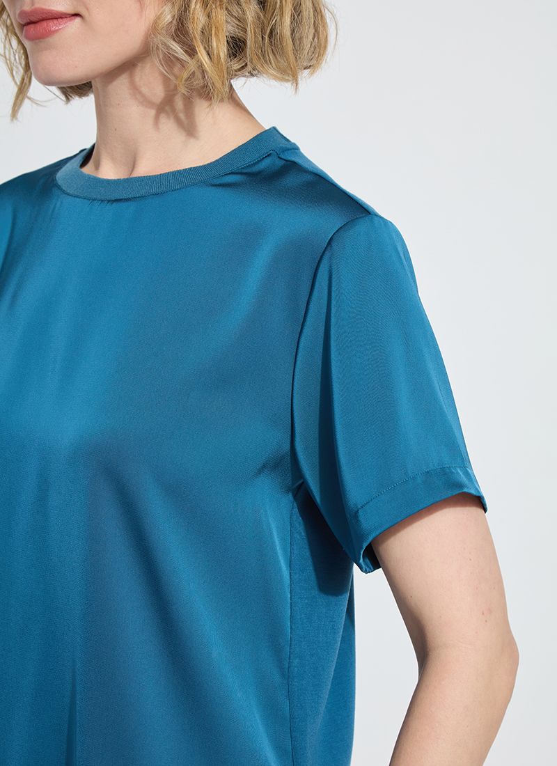 Lysse 21-3664-M4 Aline Crew Mix Media Tee-IrishBlu