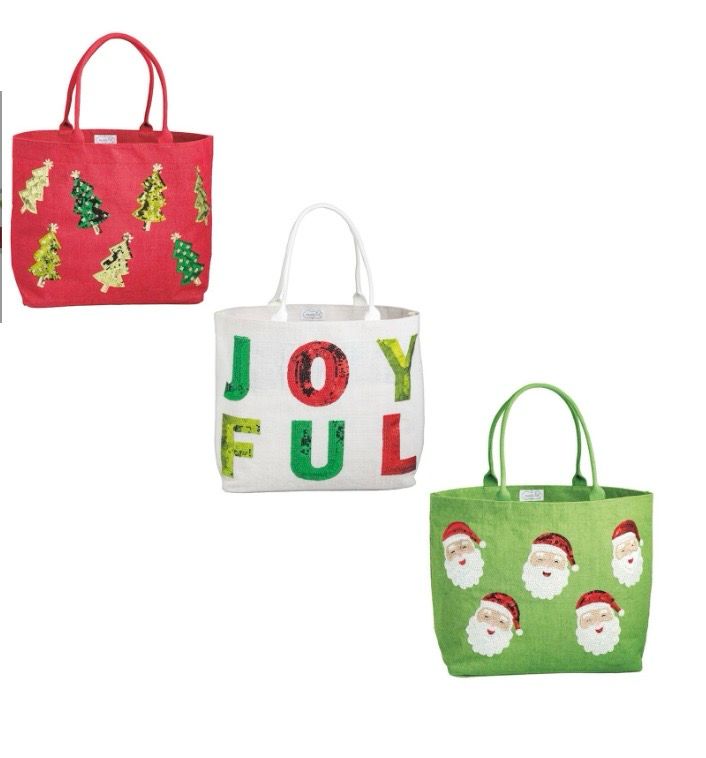 MudPie 82160075 Holiday Classic Sparkle Tote