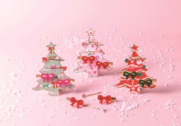 MudPie 80160067 Holiday Bow Hair Clips