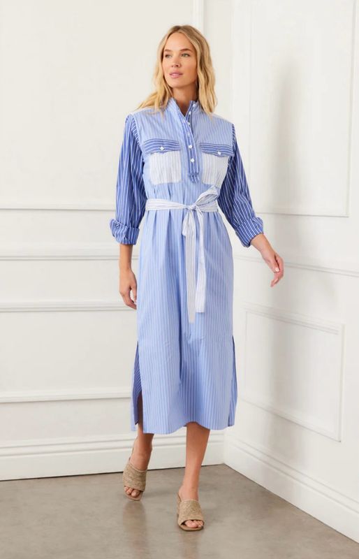Karen Kane 2L70127 Mixed Stripe Midi Shirtdress