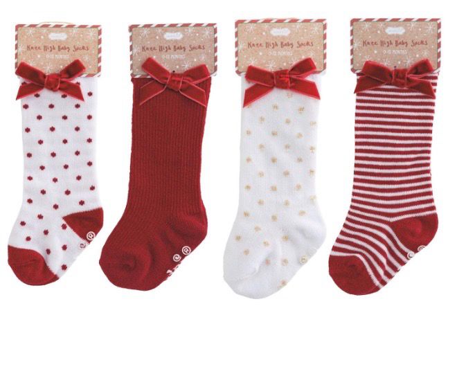 MudPie 11040265 Tall Christmas Bow Socks