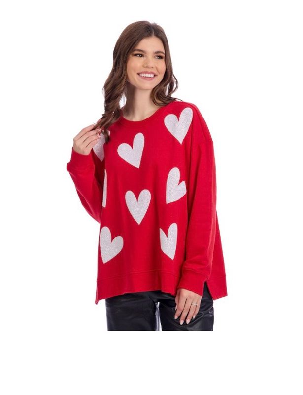 MudPie 85100230 Valentine Sparkle Sweatshirt O/S