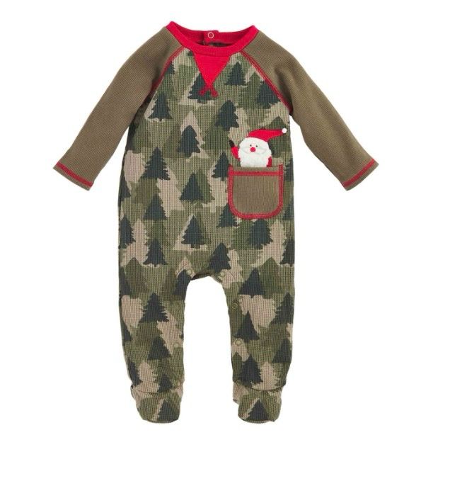 MudPie 12150026 Santa Tree Camo Raglan Sleeper