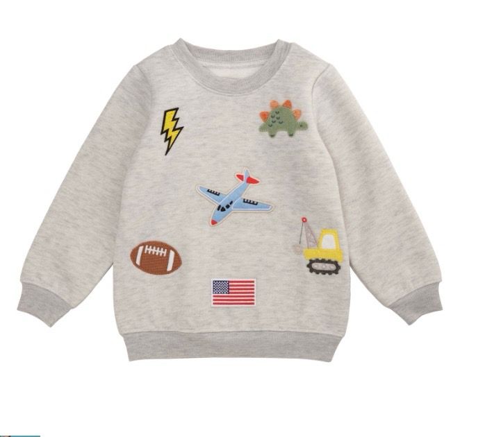 MudPie 15100293 All Boy Patch Sweatshirt
