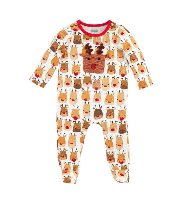 MudPie 12150038 Crochet Reindeer Applique Sleeper