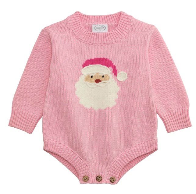 MudPie 10710182 Pink Santa Sweater Bubble