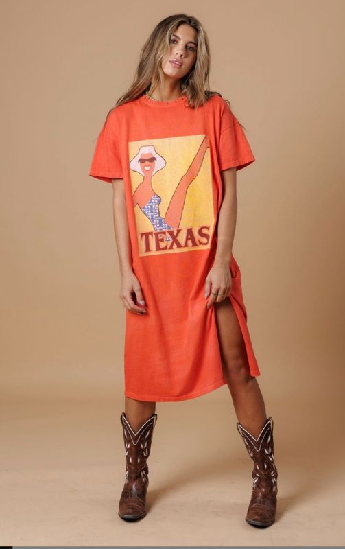 All Us Texas Long Tee Dress