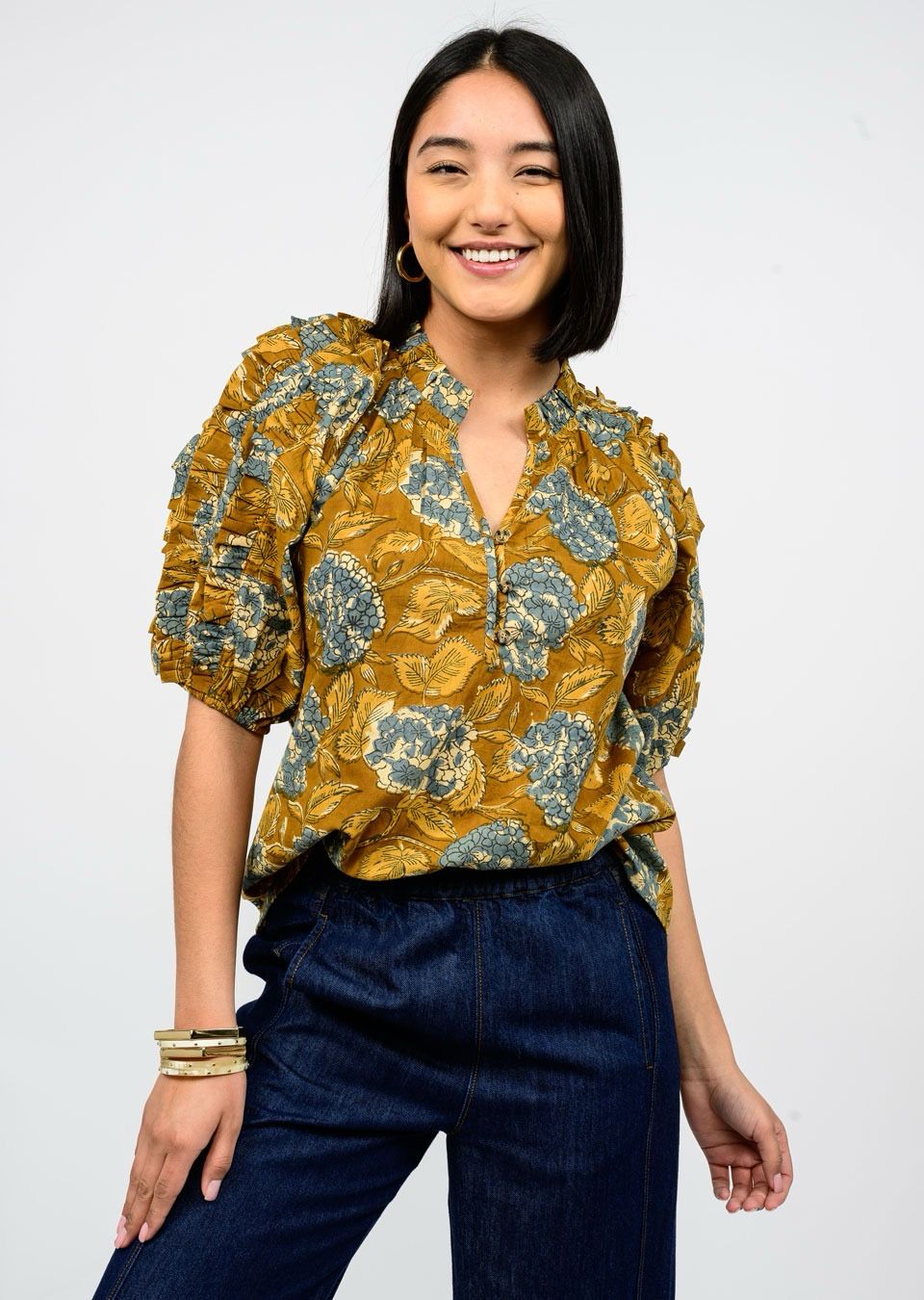 Ivy Jane 621573 Hydranga Ruffle Sleeve Top
