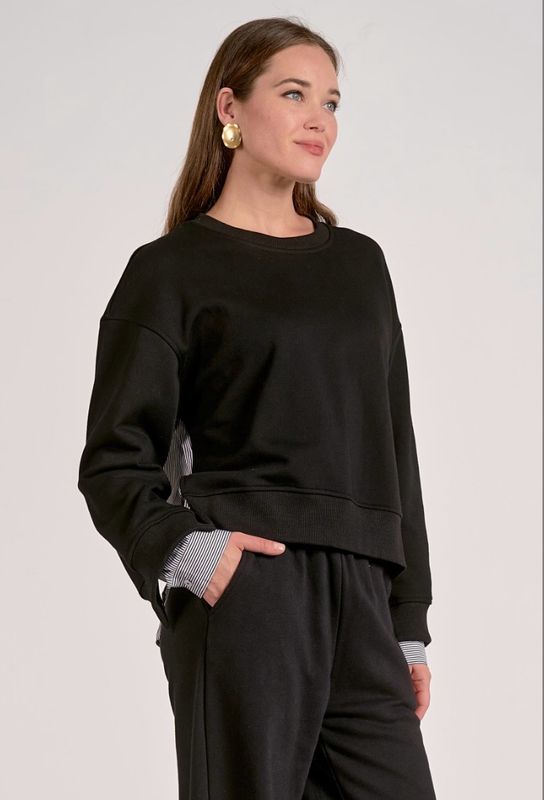 Elan FTS11499 MixMedia Sweatshirt Black/Stripe