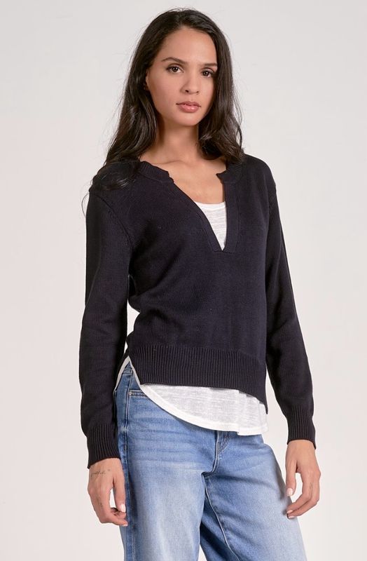 Elan SW11414 Vneck Sweater-Layered T