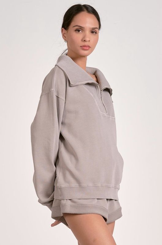 Elan FT11495 Zip Collar Sweatshirt-Heather Grey