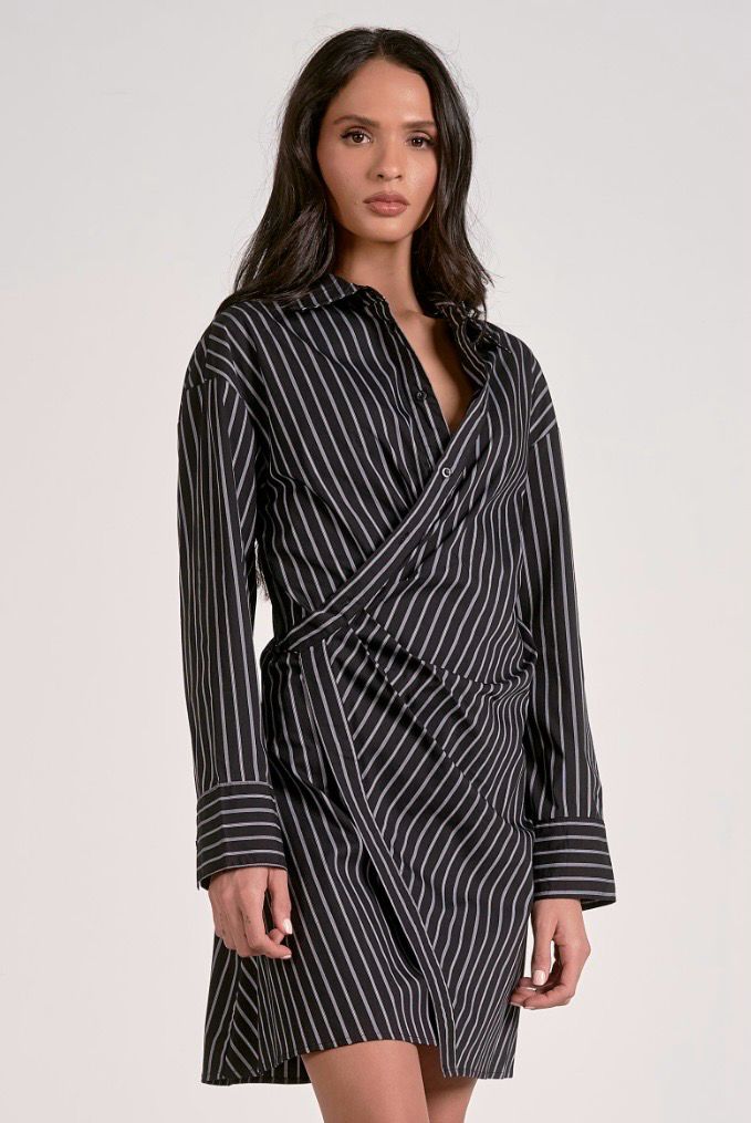 Elan CS50157 Striped Shirt Dress