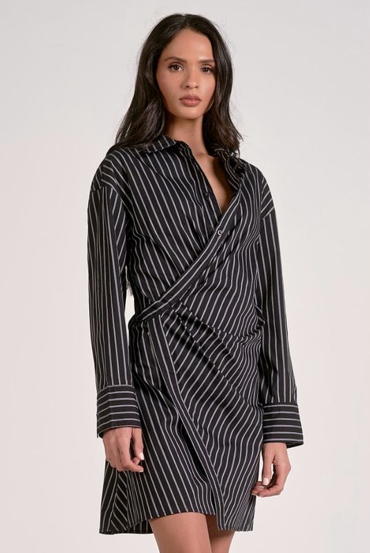 Elan CS50157 Striped Shirt Dress