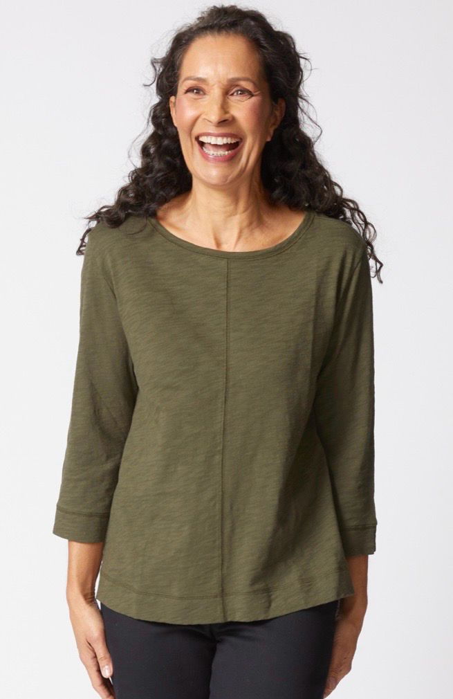 Habitat 27522 Cotton Pebble Boatneck Tee-Forest