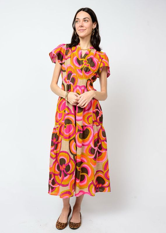 Uncle Frank 72636 Bold Floral Midi Dress