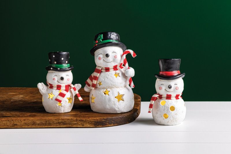 MudPie 40320126 Snowman Mache Luminaries