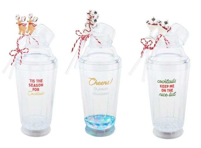 MudPie 40350046 Christmas LightUp Cocktail Shakers