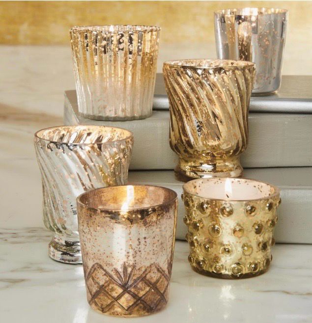 MudPie 41270009 Gold &amp; Silver Mercury Votives