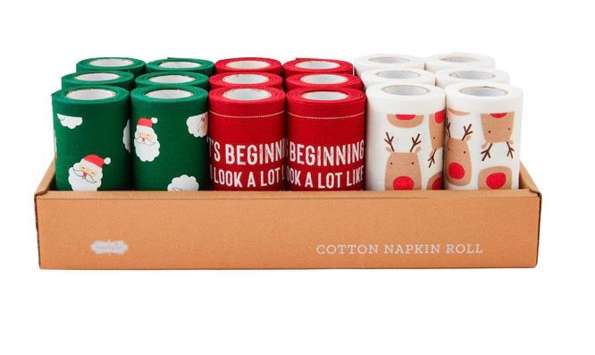 MudPie 42800122 Christmas Napkin Rolls