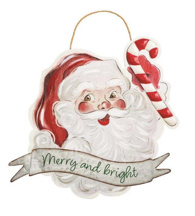 MudPie 40060134 Vintage Santa Door Hanger