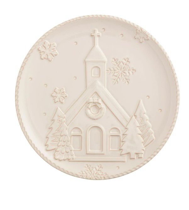MudPie 40700855 White Christmas Church Plate