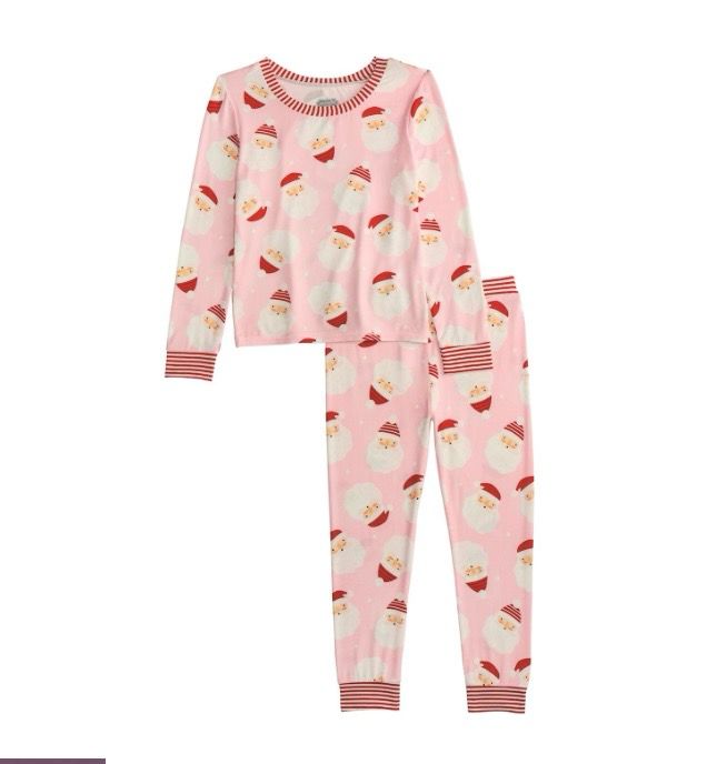 MudPie 10860153 Pink Santa Glow PJ Set