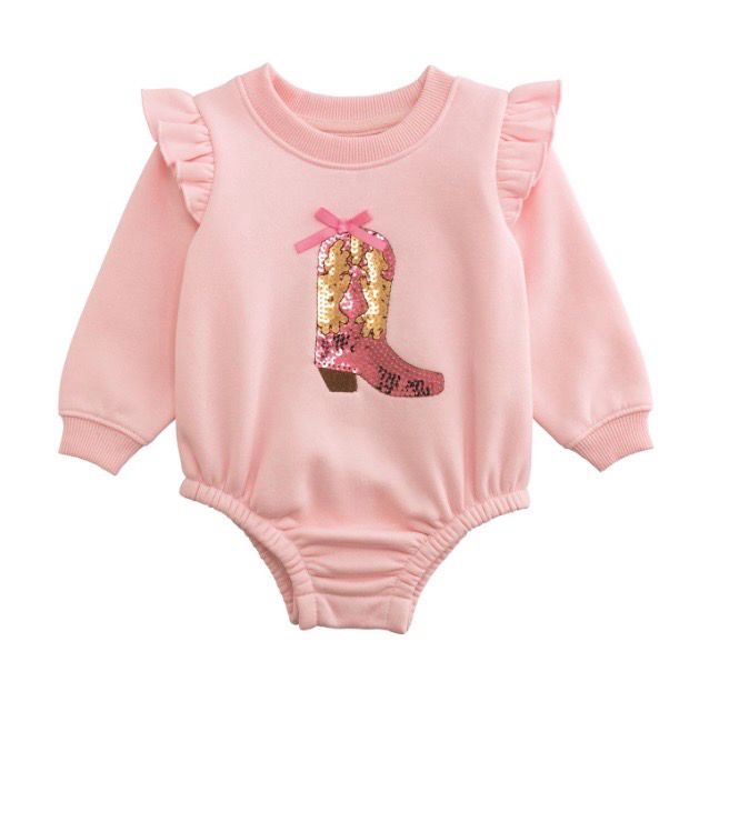 MudPie 10710205 Sequin Boot Sweatshirt Bubble