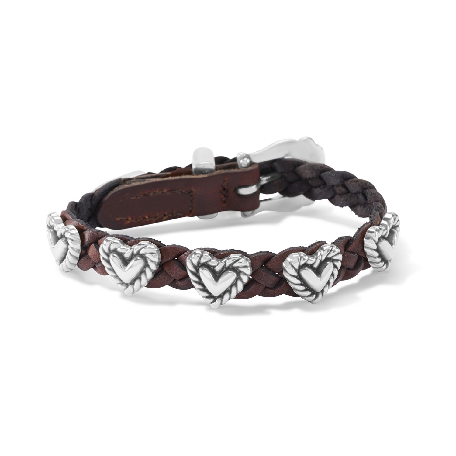 Brighton 07475 Roped Heart Braid Bandit Bracelet-Brown