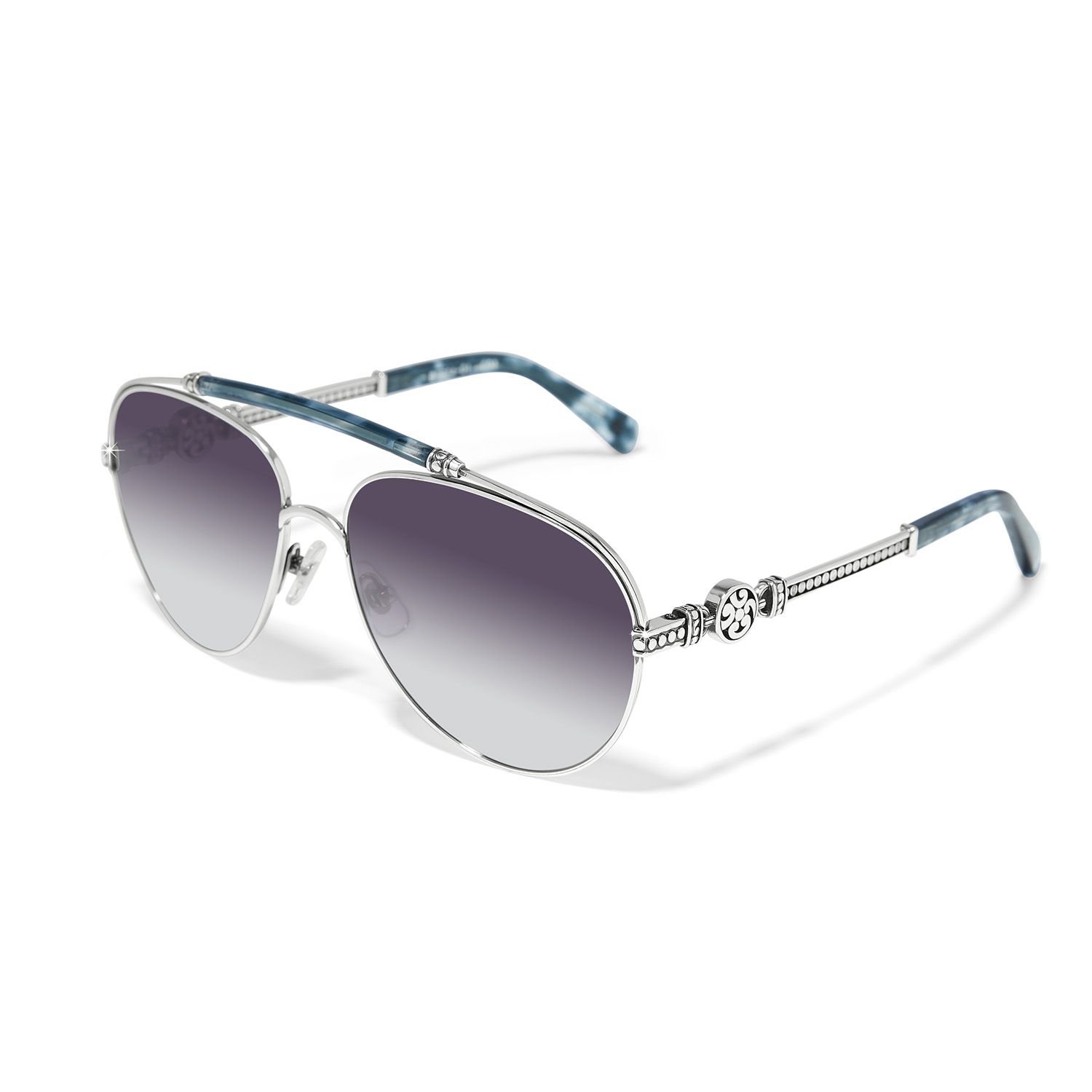Brighton A13410 Contempo Medallion Aviator Sunglasses-Silver/Blue
