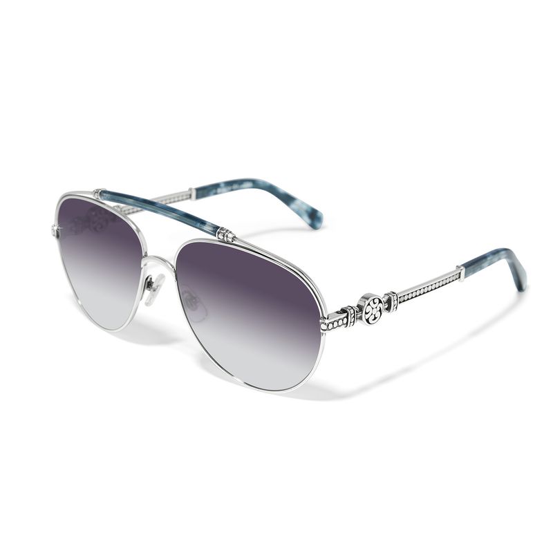 Brighton A13410 Contempo Medallion Aviator Sunglasses-Silver/Blue