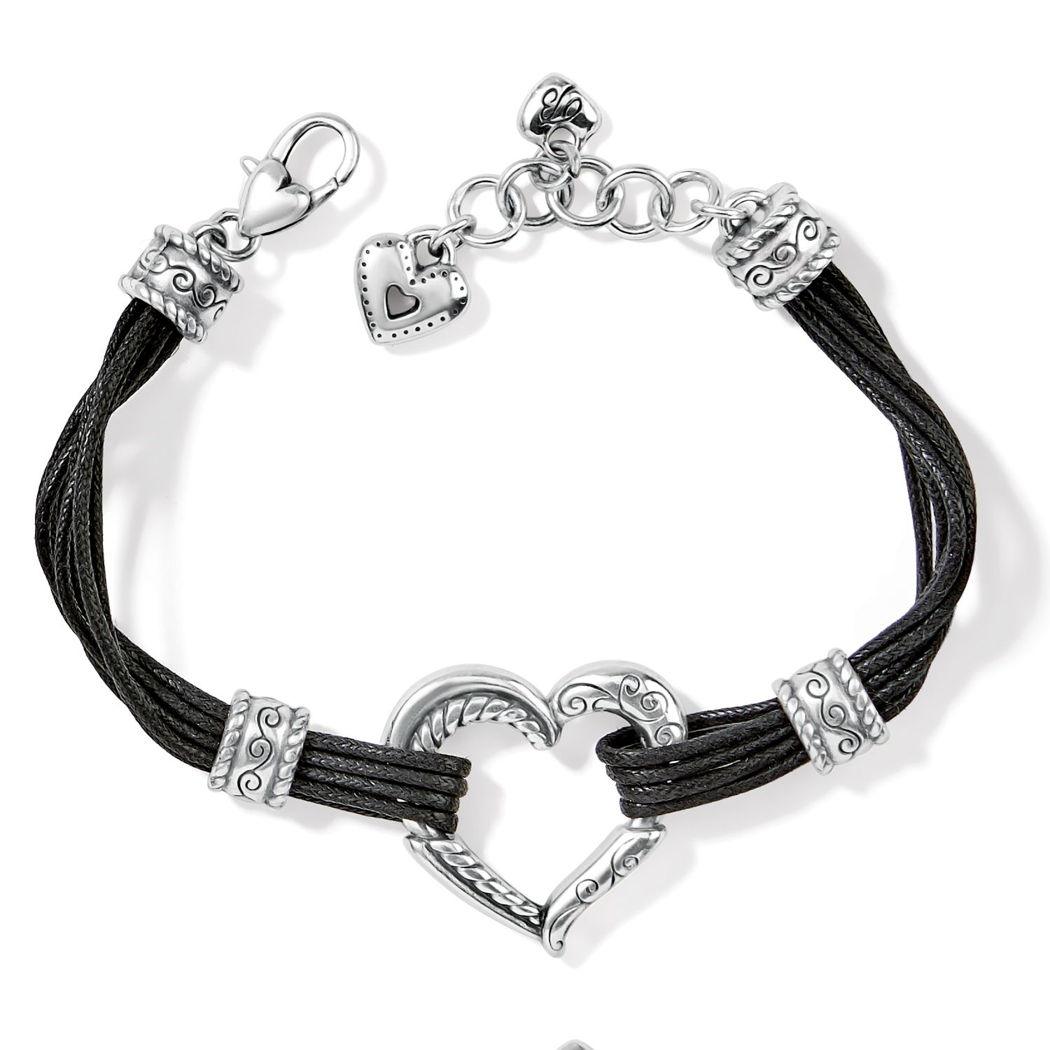 Brighton J32460 Heritage Heart Bracelet- Silver/Black
