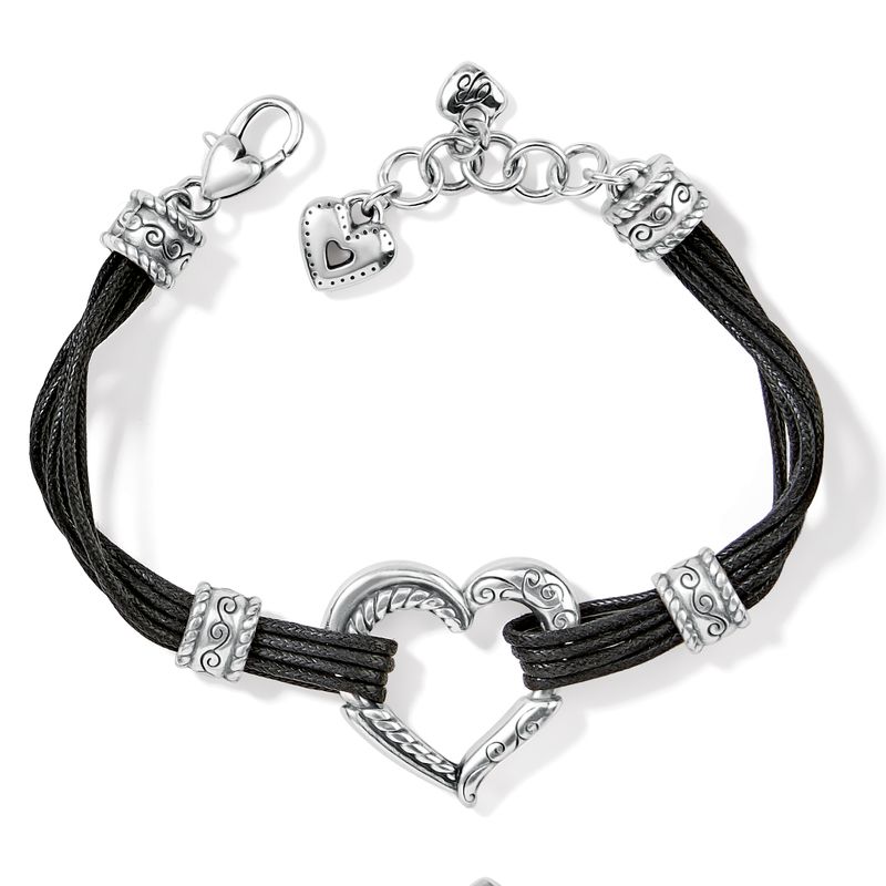 Brighton J32460 Heritage Heart Bracelet- Silver/Black