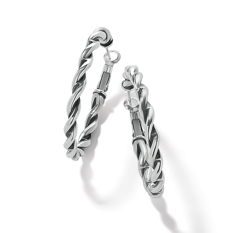 Brighton JA9893 Interlok Twist Oval Leverback Hoop Earrings-Silver