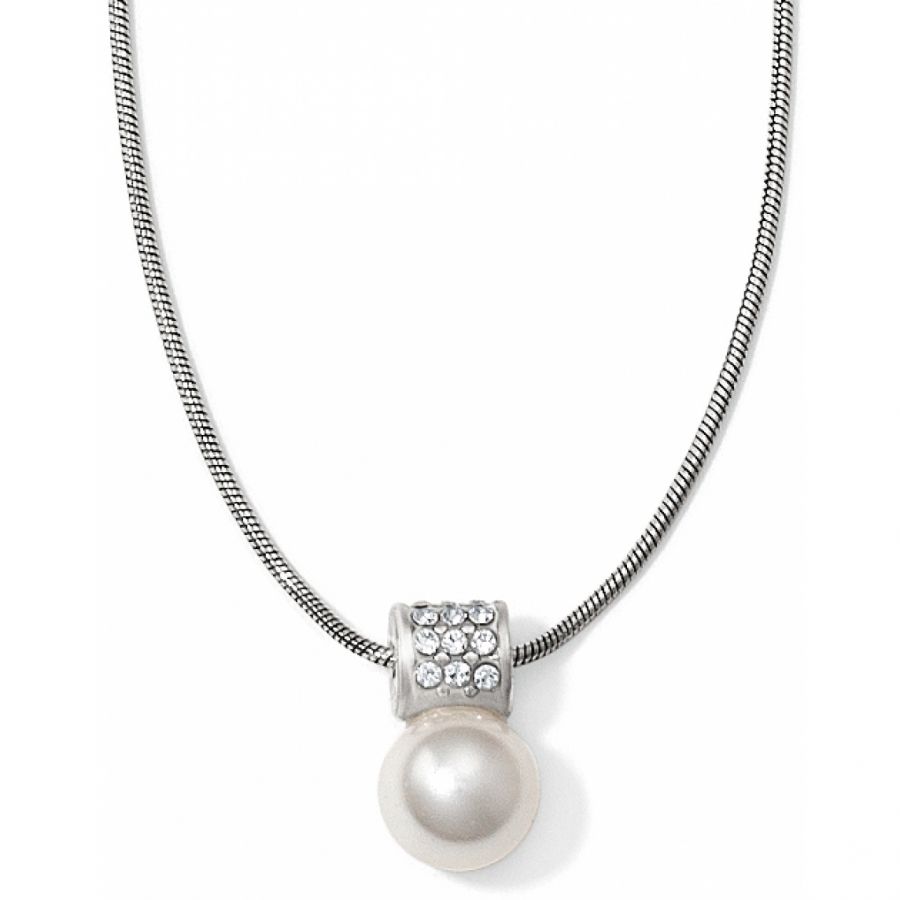 Brighton JL4442 Meridian Petite Pearl Necklace-Silver/White