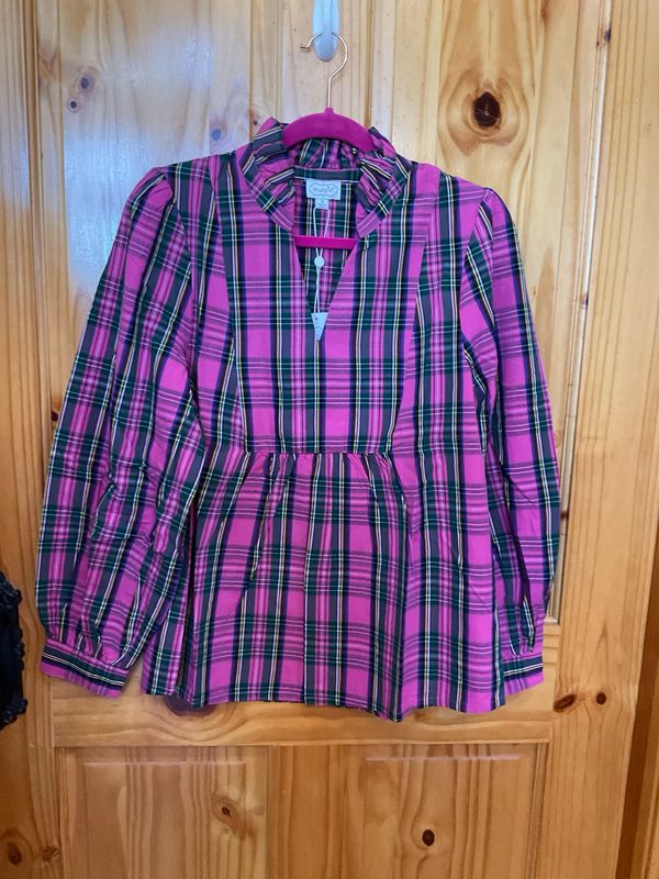 MudPie 85100235 Mitzy Plaid Top-Pink