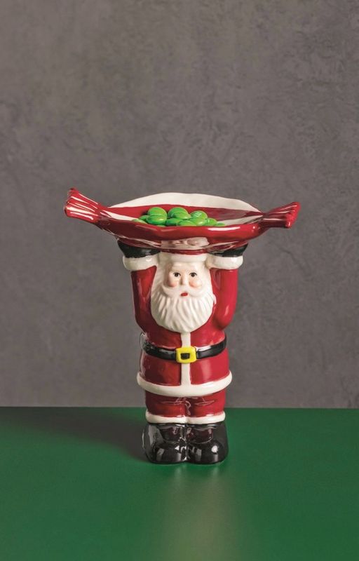 MudPie 41320078 Figural Santa Candy Pedastal 