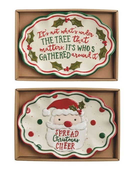 MudPie 41530007 Farm Christmas Sentiment Trays