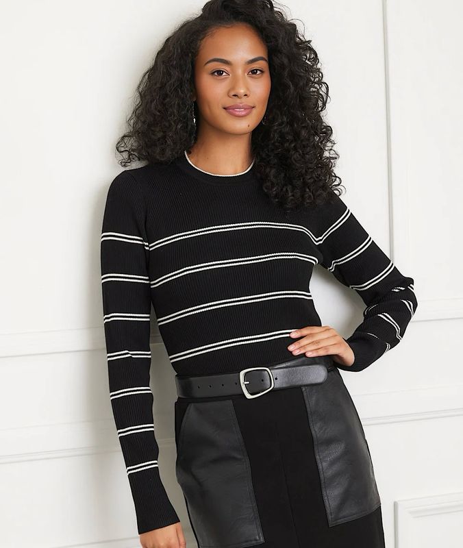 Karen Kane 3L89154 Double Stripe Ribbed Sweater