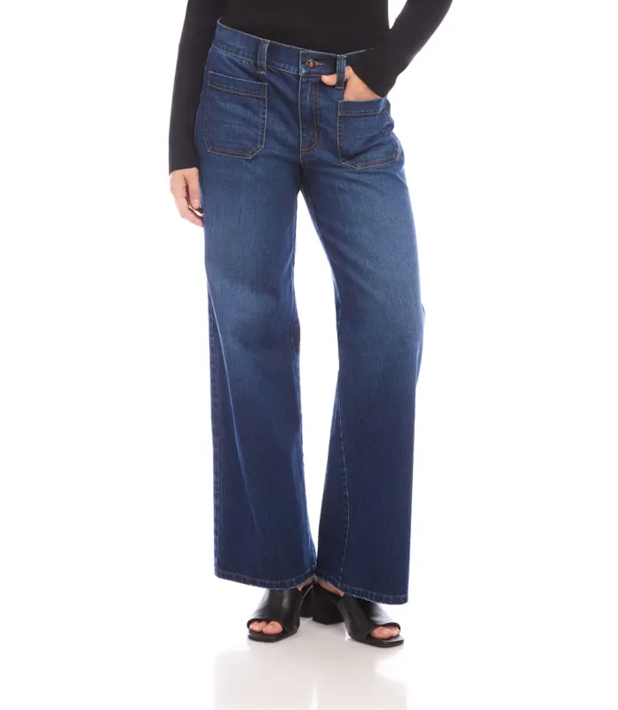 Karen Kane L66509 Lauren Patch Pocket Jeans-Indigo