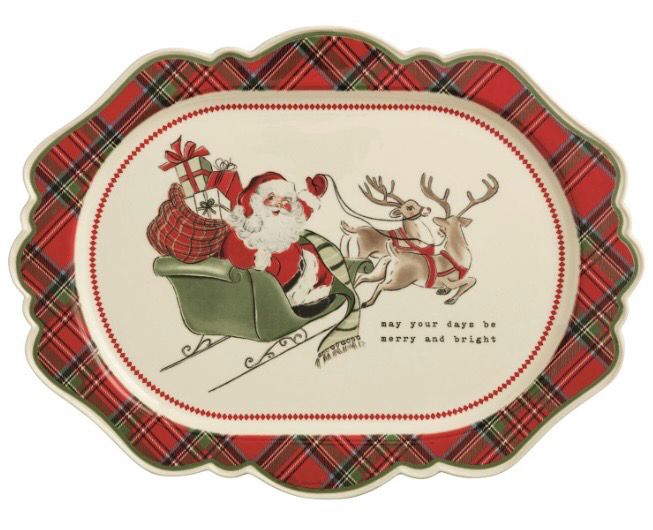 MudPie 40700849 Classic Christmas Tartan Platter