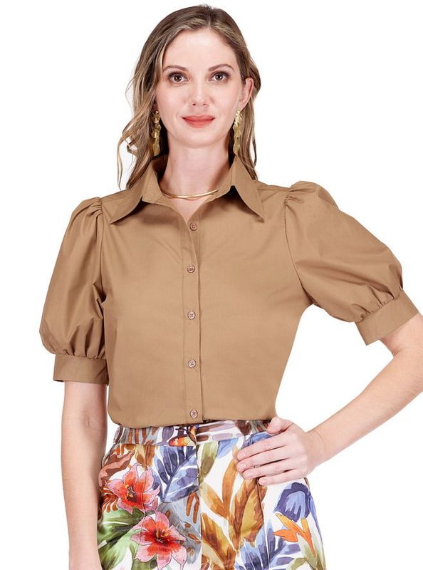 Jade 74G9976 Short Sleeve Blouse-Camel
