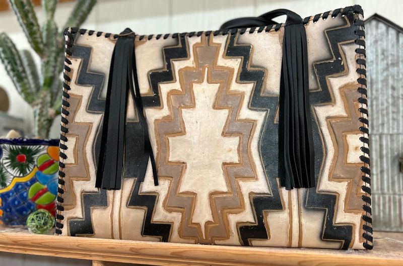 KurtMen 657 Horizontal Wide Box Tote-Adobe Beige/Black