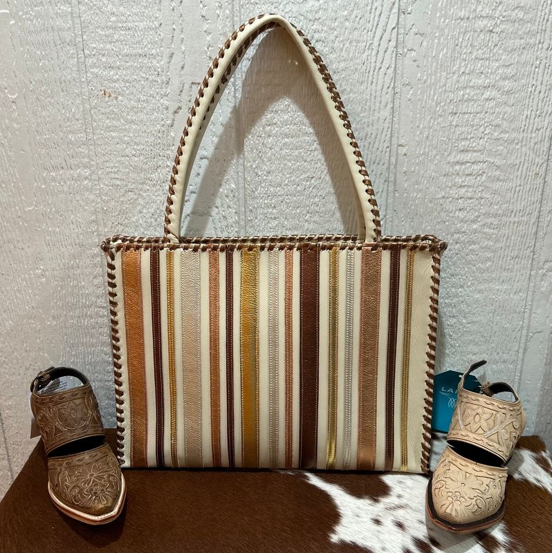 KurtMen 2413 Tall Wedge Tote -Bone Leather/Mocha