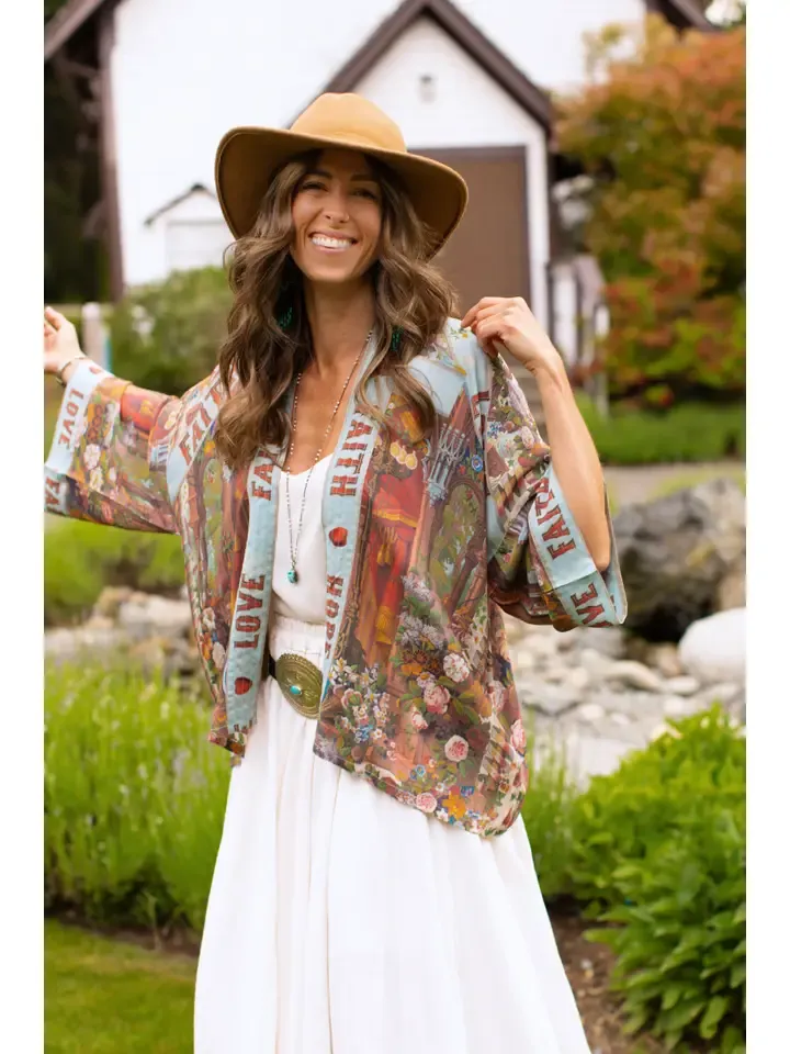 Market of Stars Love Language Pixie Duster Cropped Kimono w/ Faith, Hope