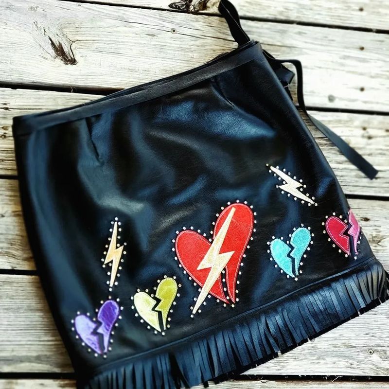 KurtMen WS-01 HeartBreaker ShortWrapSkirt BK Leath